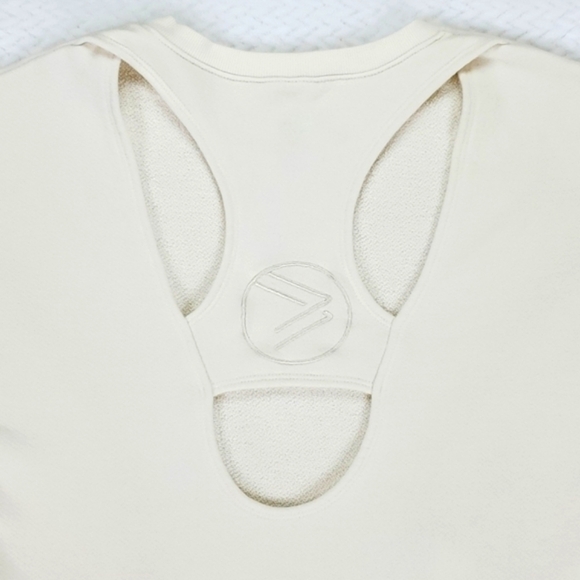 SAVVI Malia Small Cream Ivory Racerback Cut Out Detail Raw Hem Sweatshirt Small - Picture 15 of 17